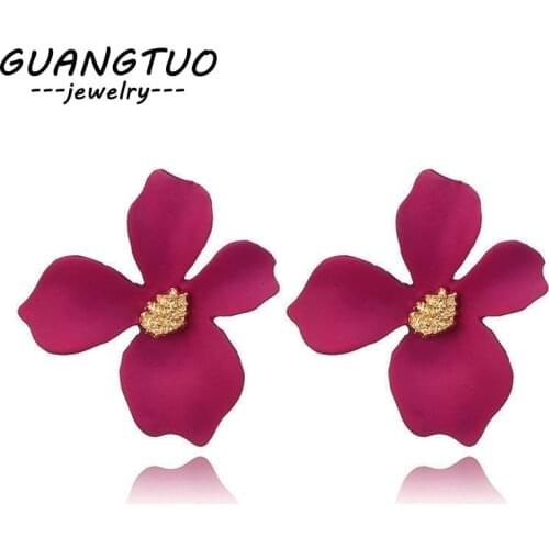 Fashion Ear Jewelry Spray Paint Flower Stud Earrings For Women Korea Sweet Lovely Brincos With Irregular Petals Party Gift EB842
