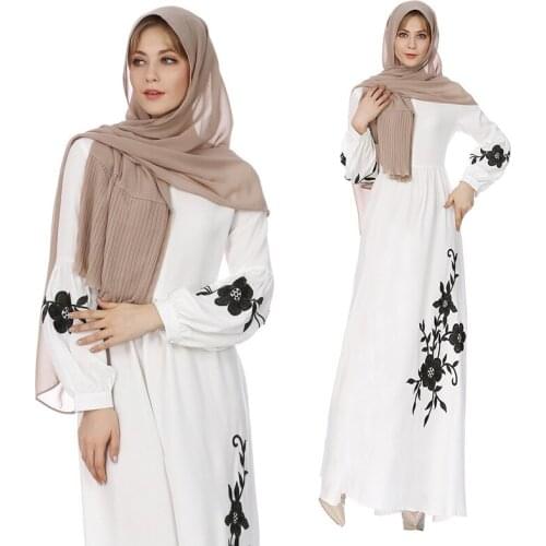 Abaya Muslim Dress for Women Chiffon Long Sleeve Plus size Embroidered Elegant Ramadan Arabic Turkey Islamic Women Clothing