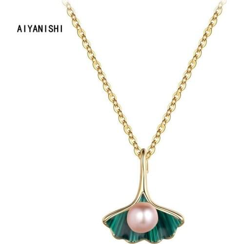 AIYANISHI Retro18K Gold Filled Natural Freshwater Pearl Necklaces Pearl Pendant Necklace For Women Wedding Party Jewelry Gifts