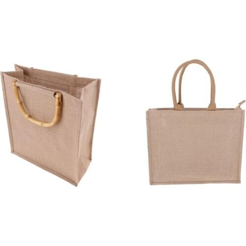 2pcs Burlap Jute Handbag Linen Shopping Large Bag Daily Box Gift Packaging