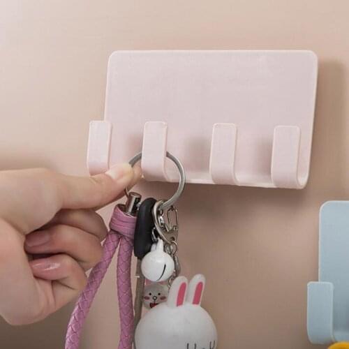 4 colors Wall Hook Wall Storage Hook Self-adhesive Wall Hook Plug Socket Holder Fit Kitchen Bathroom Organizers