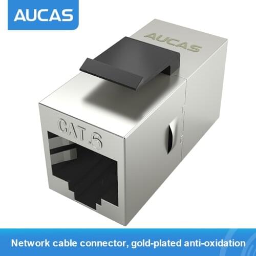 10PCS AUCAS High Speed RJ45 Cat6 FTP Zinc Alloy Module Shielded Rj45 female wall socket connector Adapter Cable Extender Cat6