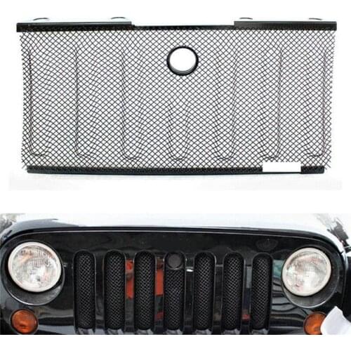 Auto Metal 3D Mesh Grill Insert Cover Hood Without Lock Hole For Wrangler Rubicon Sahara JK 2007-2017Car Styling Car accessorie