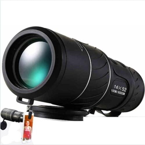 Black Dual Focus 16x52 Zoom Monocular Telescope Optic Lens Travel Spotting Scope HD Monoculars telescopes Outdoor Device Gift