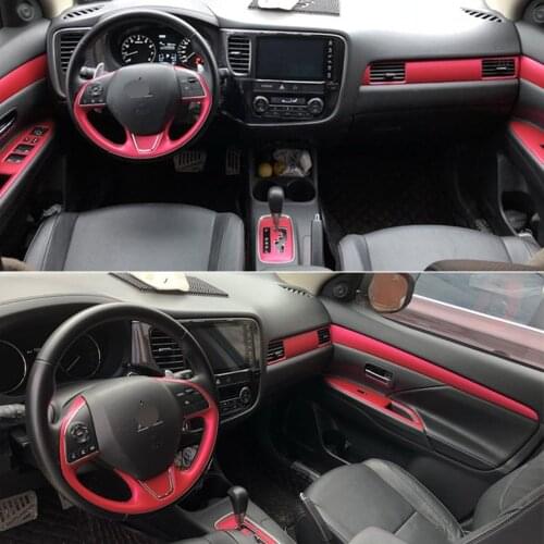 For Mitsubishi Outlander 2012-16 Interior Central Control Panel Door Handle Carbon Fiber Stickers Decals Car styling Accessorie