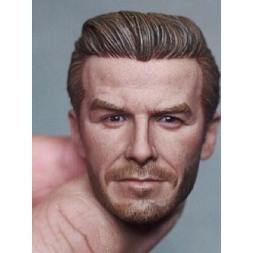 THREEQ MG001 1/6 Scale Football Star Head Sculpt Middle Age David Beckham Head Carving for 12in Phicen Tbleague Action Figure