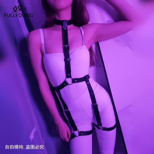 Fullyoung Underwear Gothic Clothes Leather Bondage Lingerie Body Suspender Punk Sexy Harness Woman Adjustable Bra Belts Girls