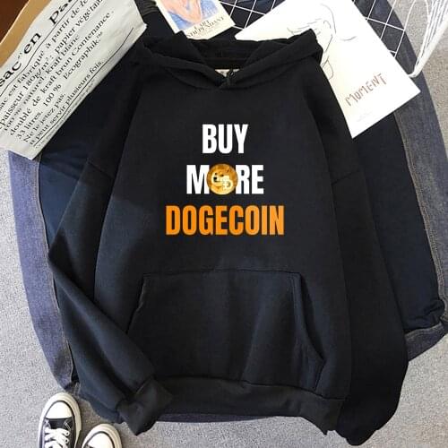Bitcoin Art Buy More Dogecoin Print Classic Hoodie Harajuku Streetwear Women Long Sleeve Loose Kawaii Clothes 12 Color For Teens