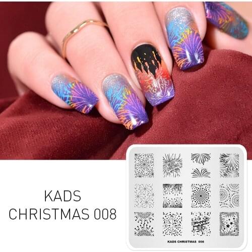 KADS New Arrival Christmas 008 Stripe Snow Pattern Fantastic Image Nail Decoration Stamp Stencil Nails Polish Stamp Tools