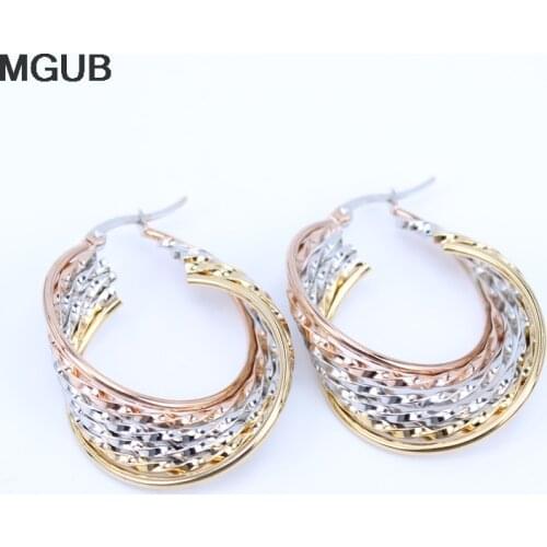 MGUB classic prom Accessories 316L stainless steel Multilayer Twisted line earring Womens hot jewelry free delivery LH442
