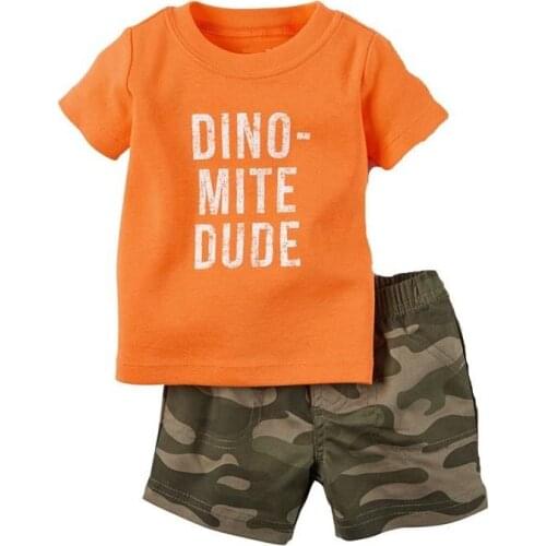 Dino Baby Clothes Set Children Outfits 100% Cotton Boy 2-pieces Clothing Suit Camouflage Pants Tee Toddler Outfits Top Bodysuits