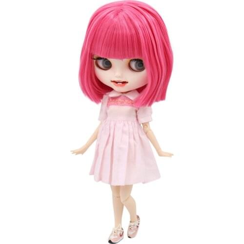ICY DBS Blyth doll customized open mouth matte face with white skin and nude joint body for girl gift toy BL2476