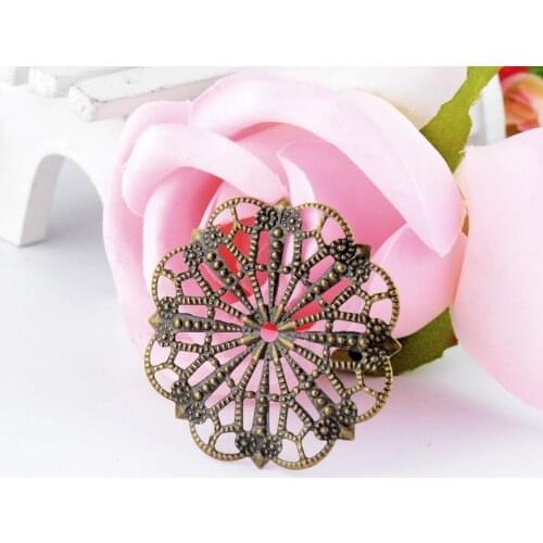 MIAOCHI 10Pcs Antique Bronze Filigree Flower Wraps Connectors Metal Crafts Gift Decoration DIY Findings 41mm F0372