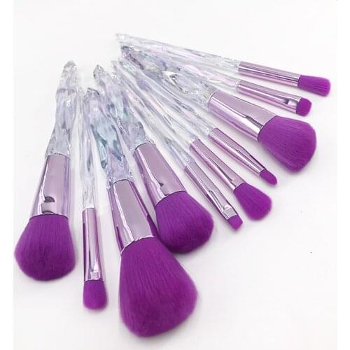 10pcs Spiral Makeup Brushes Set Crystal Handle Glittering Foundation Eyeshadow Loose Powder Blush Blending Beauty Make Up Brush