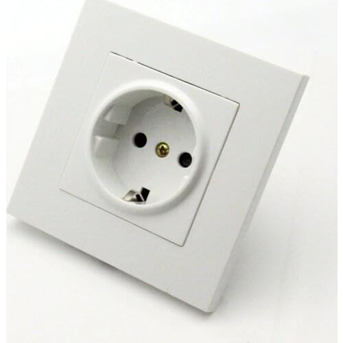 Mobu Manufacturer New Arrival EU Standard Power Wall Socket, White Plastic, AC 110~250V 16A Wall Power Socket