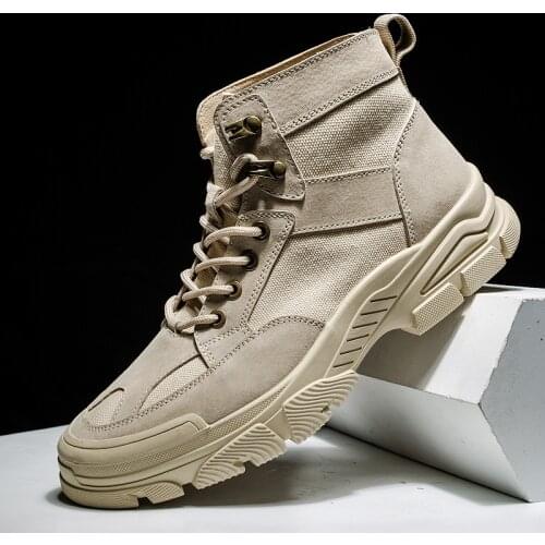 New Leather Men Boots High-quality Outdoor Boots Fashion Martin Boots Canvas Boot Shoes Hiking Sports Boots High-top Casual Shoe