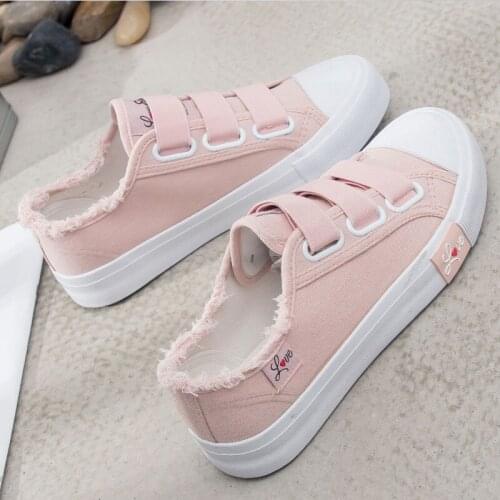 Shoes Women Causal Canvas Shoes Woman Ladies Shoes 2019 Solid Hook&loop Women Sneakers Breathable Sneakers Women