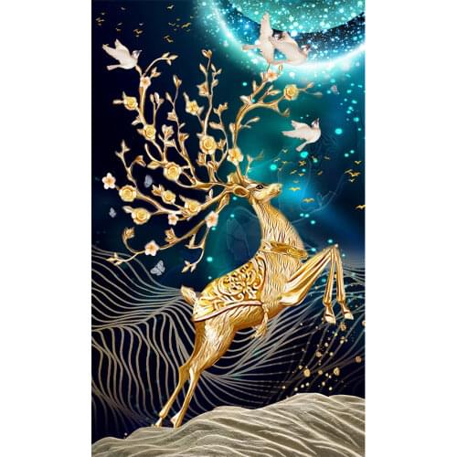 Deer Elk Diamond Painting Animal Round Full Drill Fashion Nordic Flower Bird Nouveaute DIY Mosaic Embroidery 5D Cross Stitch