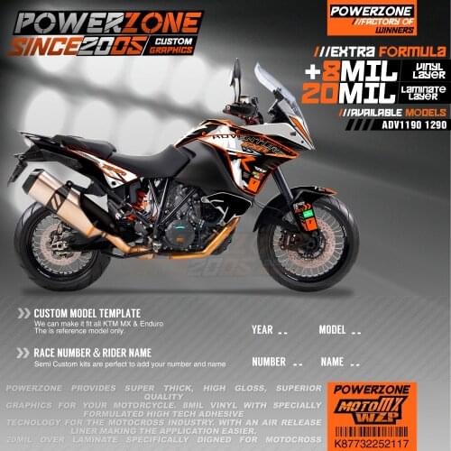 PowerZone Custom Team Graphics Backgrounds Decals 3M Stickers Kit For KTM ADV 1050 1090 1190 1290 117