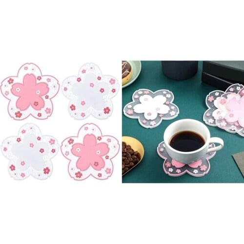 Sakura PVC Coaster, Cherry Coaster, Non-Slip Insulation Coaster, Suitable for Beer, Coffee, Tableware and Tea