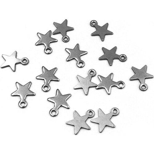 50 pieces of 8*7mm single hanging five-pointed star pendant tail tag DIY necklace jewelry accessory small star listing piece