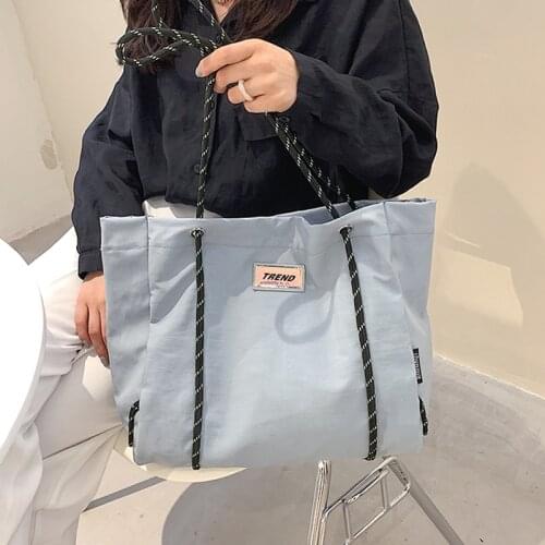 Simple Solid Color High Capacity Canvas Womens Big Tote Luxury Ladies Handbags and Purses Designer Shopping Shoulder Bag WB4593