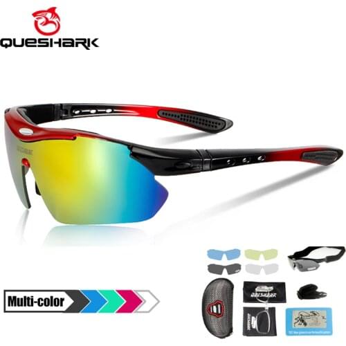 Queshark 5 Lens Fishing Sunglasses Rechangable Lens Angling Camping Polarized Cycling Glasses Fisherman Goggles Sports Eyewear