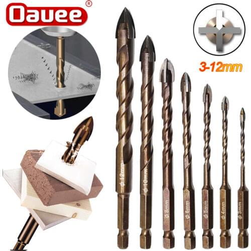 Cross Hex Tile Bits Glass Ceramic Concrete Hole Opener Alloy Triangle Drill Size 3/4/5/6/8/10/12 mm