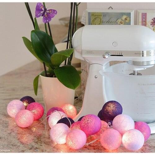 10/20/30/40 Led Cotton Ball Light String Battery Case Indoor Warm white Light String Light New Year Holiday Decoration Lamps