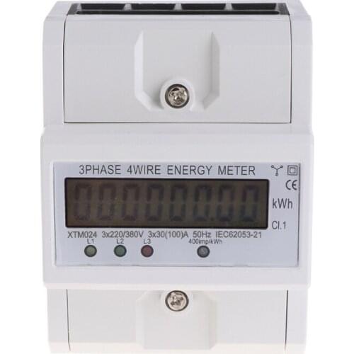 Three-phase Four-wire DIN-Rail Kilowatt Hour KWH Energy Meter 50-60Hz 3x5(80A)