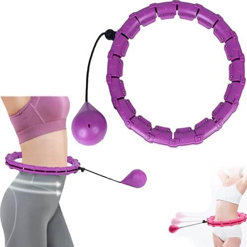 Smart Fitness Hoop for Adults Exercising Adjustable Length 2 in 1 Abdomen Weight Loss 24 Detachable Knots Auto-Spinning Ball