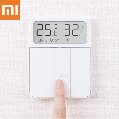Original Xiaomi Mijia Smart Wall Switch Light Remote Control Wireless 3 Key Switchs with temperature humidity LCD digital screen