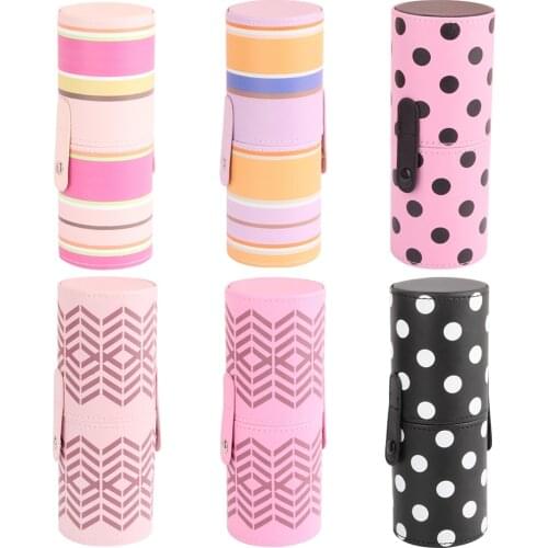 PU Leather Cosmetic Storage Holder Cup Cylindrical Box for Makeup Brush Cosmetic Cup Case Box for Makeup Brush Pen Make-up