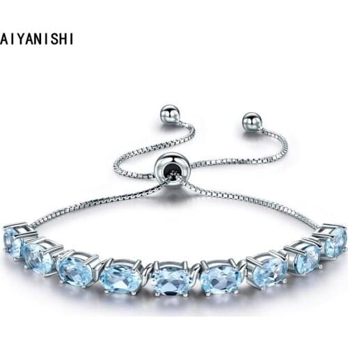 AIYANISHI 925 Sterling Silver5*7mm Oval tennis bangle bracelet for women wedding fashion luxury bracelets christmas gift jewelry
