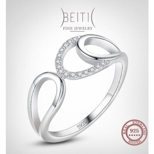 Beitil Fashion 925 Sterling Silver Exquisite Geometric Design CZ Rings For Women Statement Fine Jewelry Gift