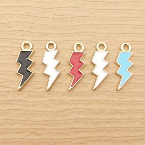 10pcs 8x21mm enamel lightning charms for jewelry making earring pendant bracelet and necklace charm