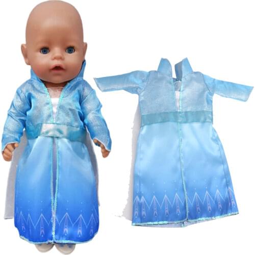 18 Inch Girl Dolls Princess Snow Queen Elsa Dress and Shoes for 43 Cm Baby Doll Elsa Clothes Boots