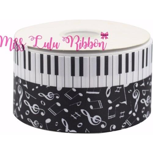 3"75mm Music Printed Grosgrain Ribbon Polyester Ribbon DIY Handmade Clothing accessories Wedding Gift Wrap MD170215-25-6539