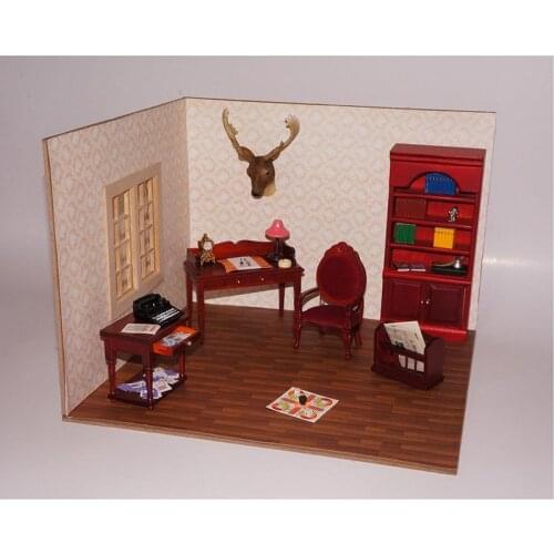 33pcs/1set DIY Dollhouse Miniature Study Room Model Decoration for The Dollhouse Furniture Accessories