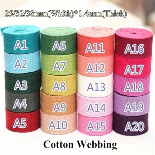 40 colors 25/32/38/50mm Medium Heavy weight cotton webbing 1''/1.25''/1.5''/2'' tape belt DIY free shipping wholesale 50yard