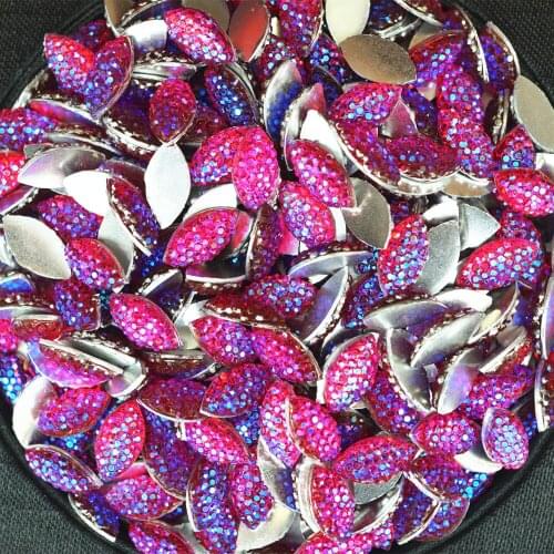 700PCS 5/10mm All over the sky star horse eye mei red AB resin Non Hot Fix Acryl flatback rhinestone Beads DIY