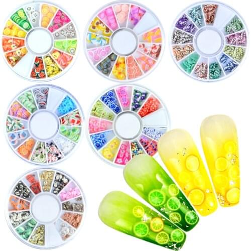 Nail Art Fruit Flowers Feather DIY Design Slices Decoration Acrylic Beauty Clay Nail Sticker Tool