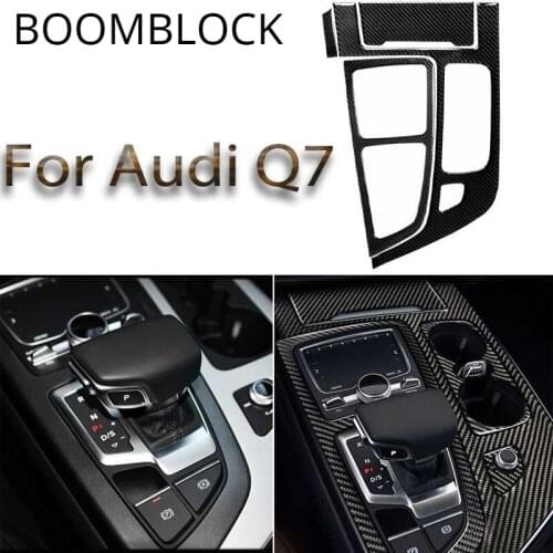 Car gear shift panel cover cup holder frame carbon fiber sticker accessories automobile for Audi Q7 SQ7 4M 2016 2017 2018 2019