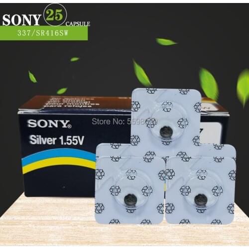 25pcs Sony 337 SR416SW button cell batteries 1.55V coin Silver Oxide battery LR416 623 D337 V337 SP337 Single grain packing