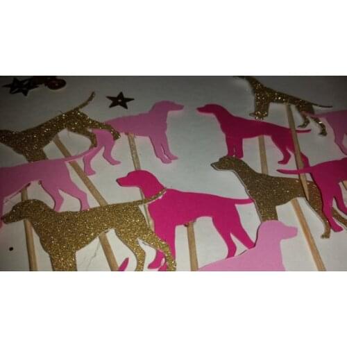 Glitter Dog pink pet birthday cupcake toppers wedding Bachelorette baby shower party cake decoration doughnut food picks