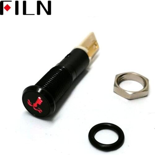 FILN 8mm C8 Car dashboard black shell Water temperature mark 12v led indicator light with Solder foot