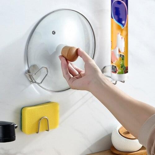 Kitchen Stainless Steel Sponge Drain Rack Punch-free Self Adhesive Sink Drain Drying Rack Kitchen Storage Organizer Gadgets