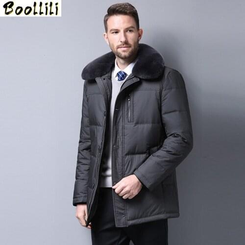 Boollili Men 90%White Duck Down Jacket Men Clothes 2020 Men Rabbit Fur Collar Warm Parkas Casaco Masculino