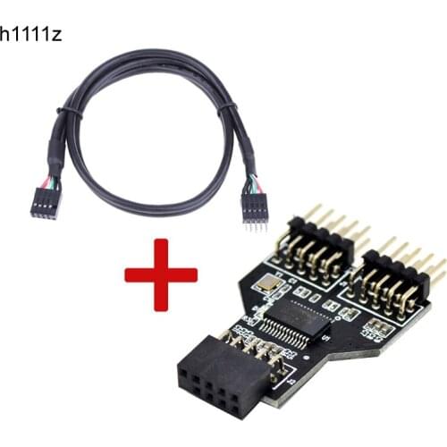 Motherboard USB 9Pin Interface Header Splitter 1 to 2 Extension Cable Adapter 9-Pin USB HUB USB 2.0 Connectors for RGB Bluetooth