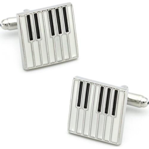 Fashion Mens Piano Key Cuff Links Copper Material White Color